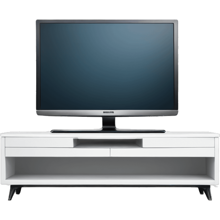 Samsung tv with white tv stand  emoji