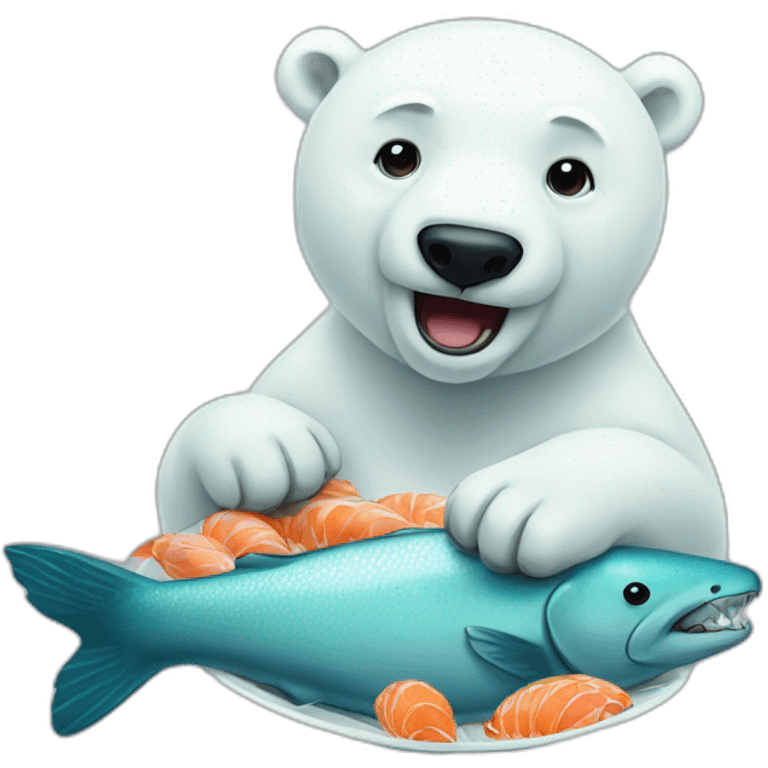 polar bear eats fish emoji