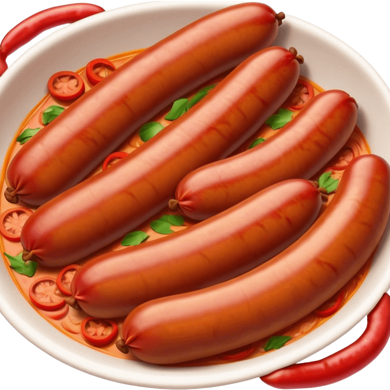 Cinematic Realistic Chorizo Dish Emoji, featuring spicy, robust sausage slices rendered with vivid textures and dynamic, appetizing lighting. emoji