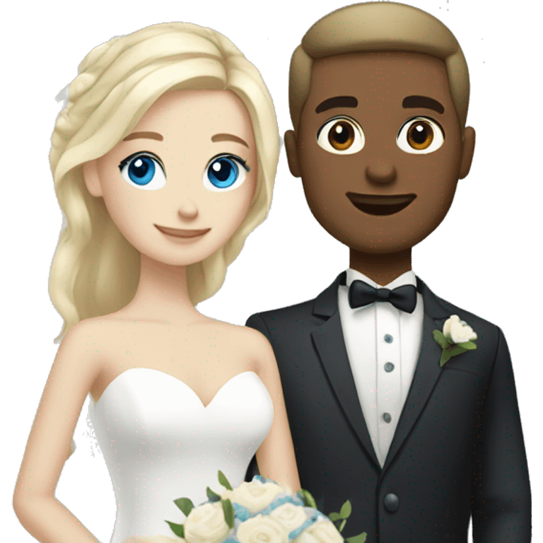 wedding couple dark haired guy blonde girl blue eyes emoji