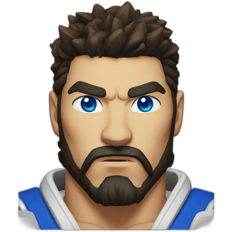 Street fighter Ryu with blue eyes and beard emoji