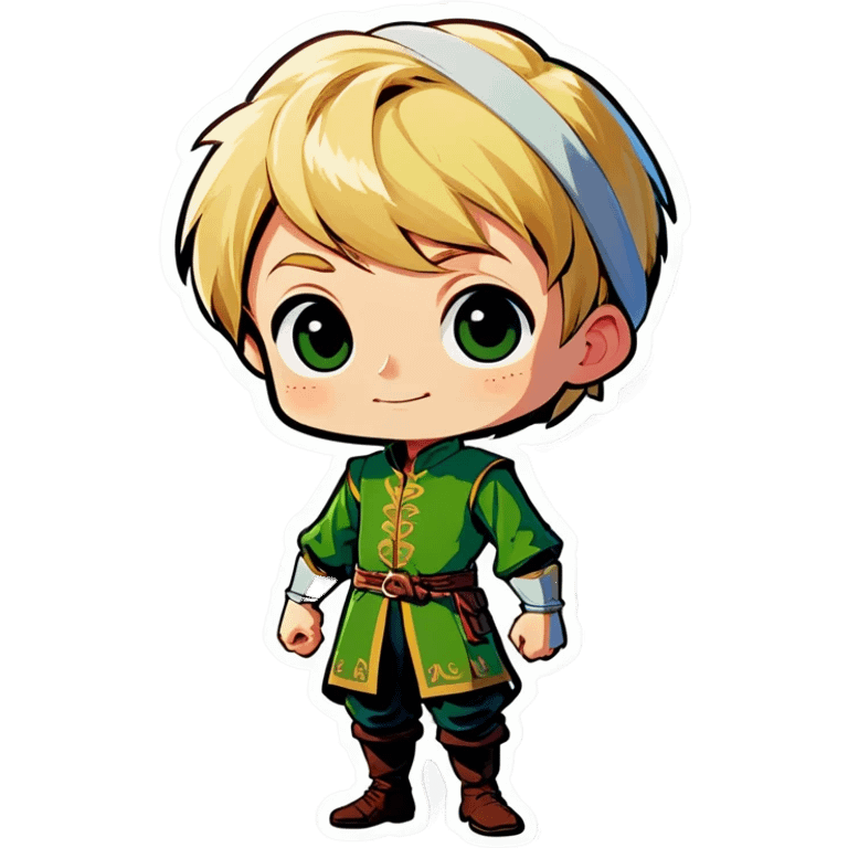 A blonde squire boy in a green tunic emoji