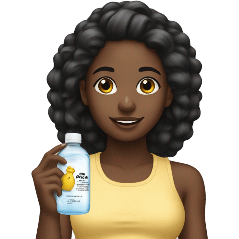 A black girl using baby oil emoji