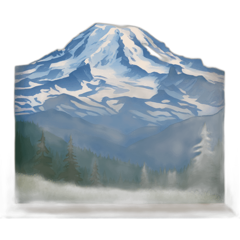 Mount rainier, mountain landscape, blue sky, square with border emoji