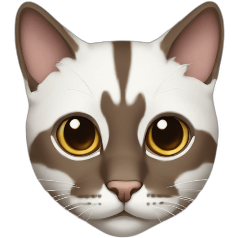 european cat with dark pinstripe tabby color and dark brown wool with white breasts and brown nose emoji