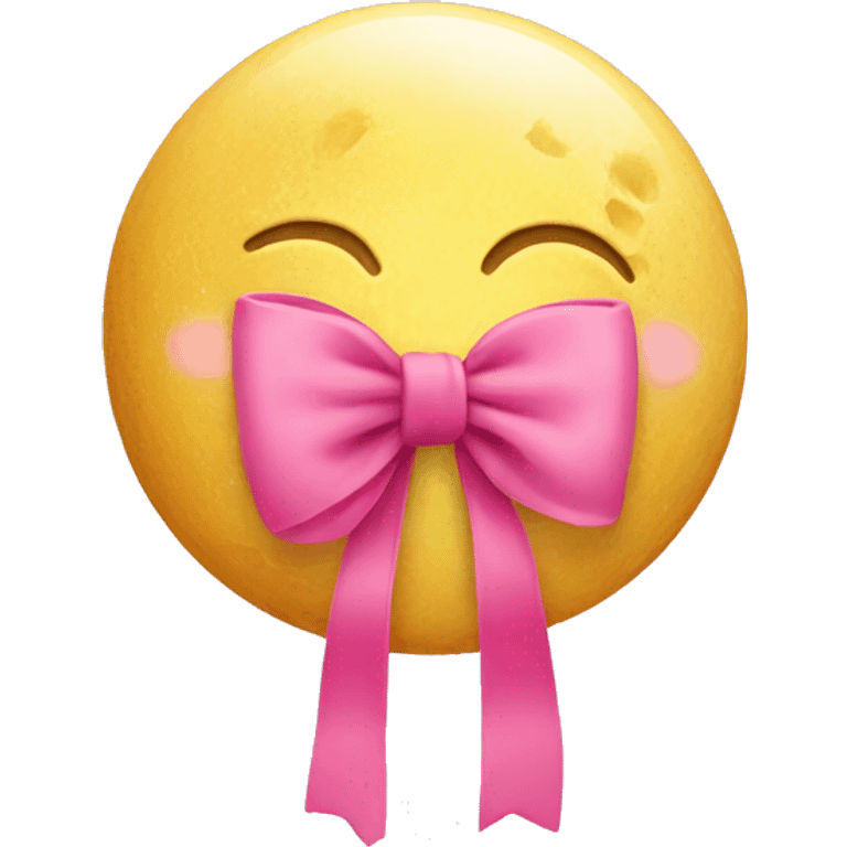 Yellow Moon emoji with a pink bow  emoji