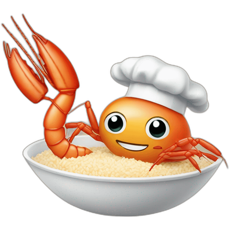 giant shrimp dressed as a chef cooking rice emoji