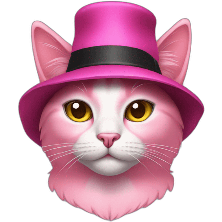 Pink cat with mafia hat emoji