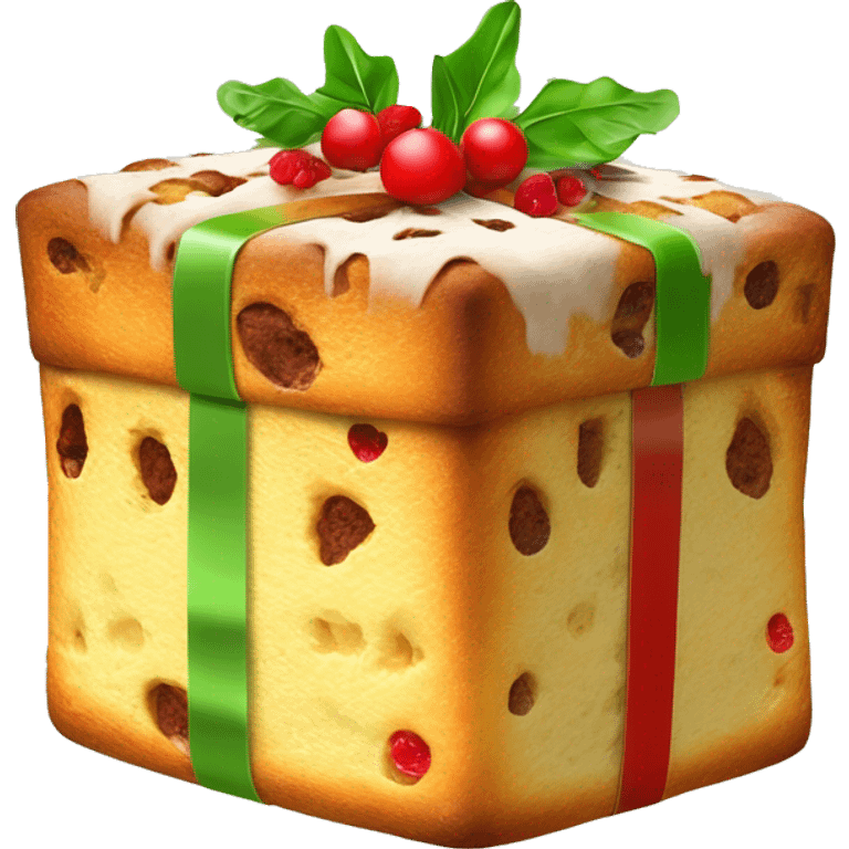 un panettone, tradicionalmente decorado con frutas confitadas verdes y rojas y pasas. emoji