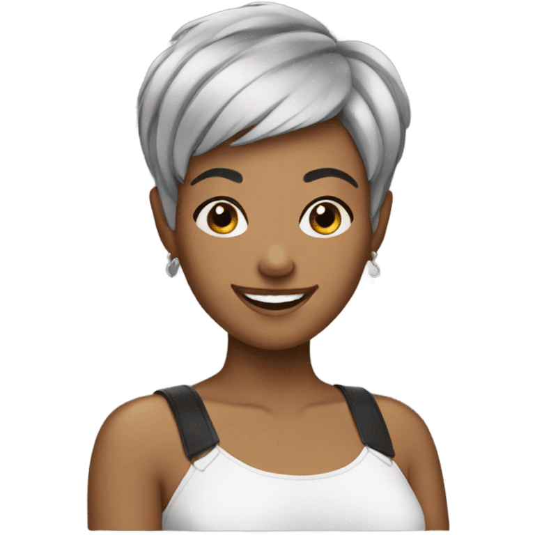 woman pixie cut smiling black hair emoji