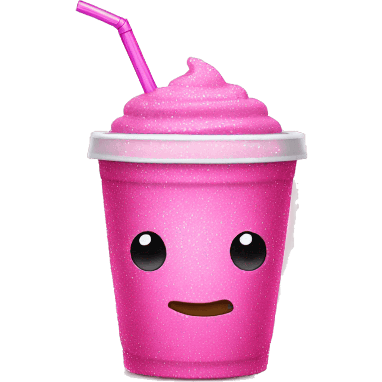 Pink cup with straw sparkly emoji