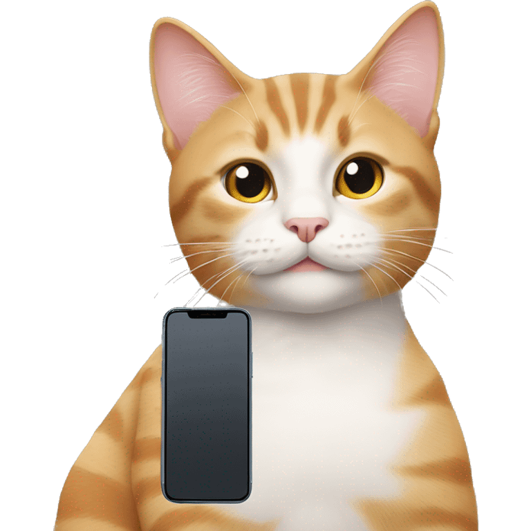 cat with a iphone 15 pro max emoji