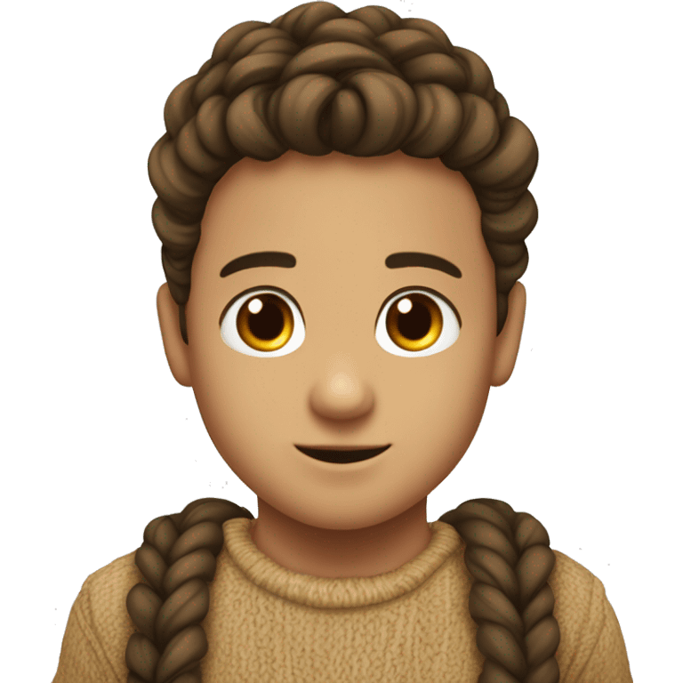 Niño moreno con trenzas de raíz por el cuello rubiio emoji