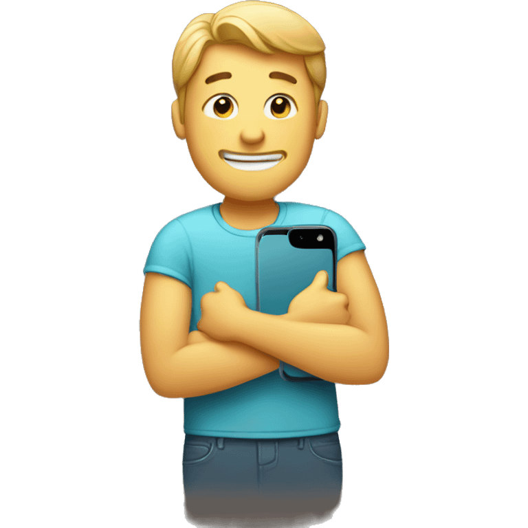 man hugging iphone cartoon emoji