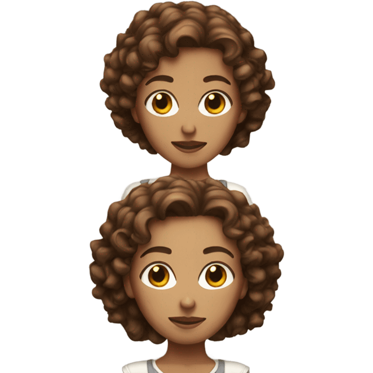 White heroine with brown curly hair emoji