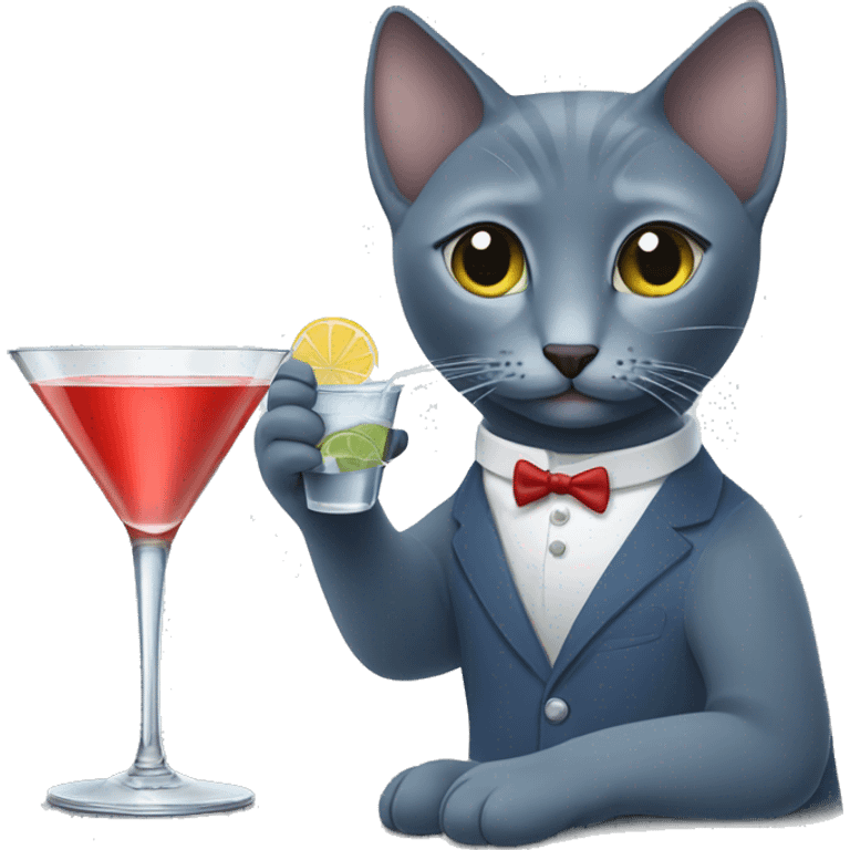 Russian blue drinking a martini emoji