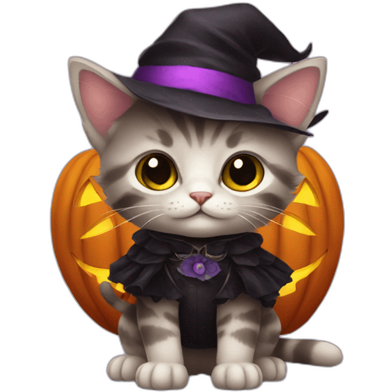 kitten in halloween clothes emoji