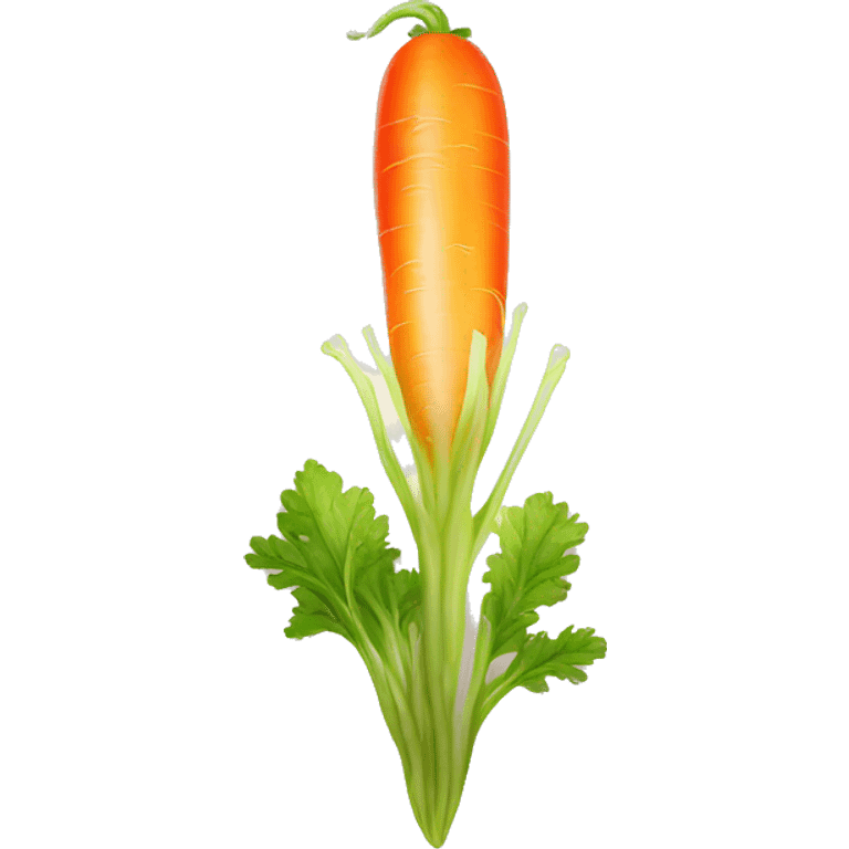 translucent glowing lit-up red carrot emoji