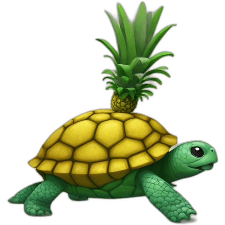 Un ananas sur la tête d'une tortue emoji