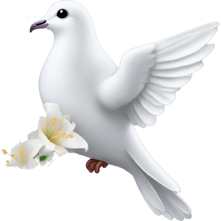 dove of peace holding lilies of the valley in its beak emoji