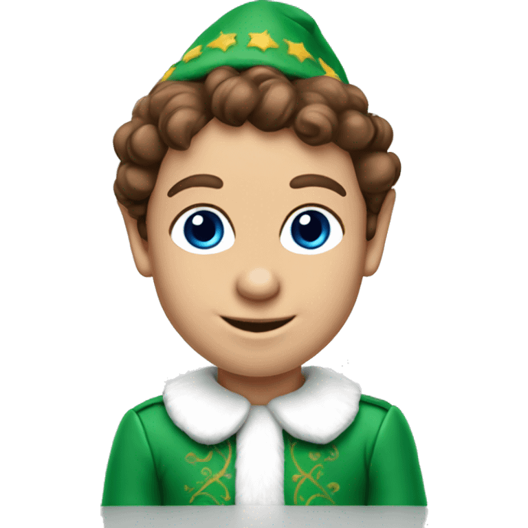 Elf on the shelf with brown hair and blue eyes emoji