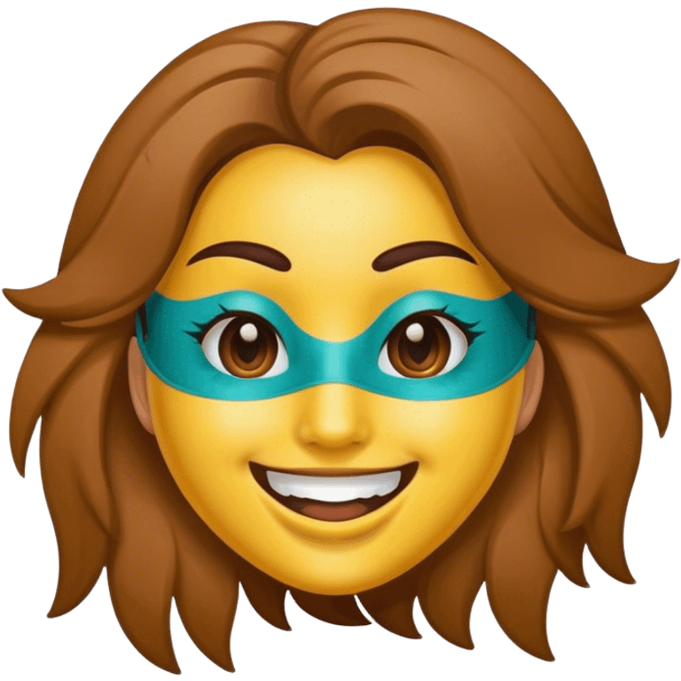 chica con una mascarilla emoji