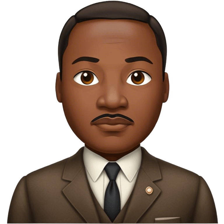 Cinematic Realistic Martin Luther King Jr. Portrait Emoji, depicted as a compassionate determined civil rights leader in period attire with a powerful gaze, rendered with rich textures and inspiring dynamic lighting that captures his historic legacy. emoji