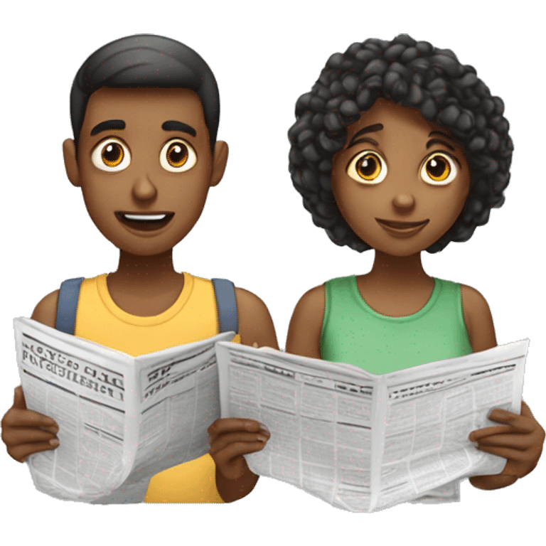 a young man and a young lady reading news emoji