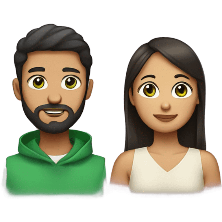 Italian green eyed beard 30 year old male with short Filipino 30 year old woman with butterfly bangs  emoji