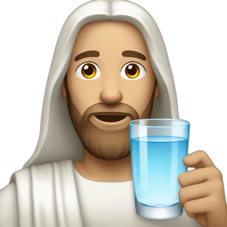 White Jesus with water glass emoji