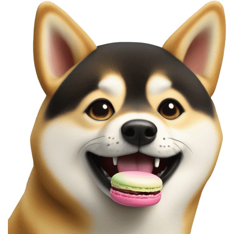 Shiba inu eating a macaroon emoji