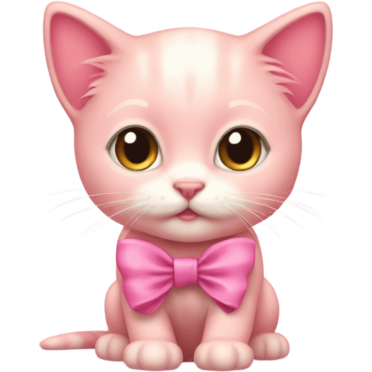 pinkish kitten with bow emoji