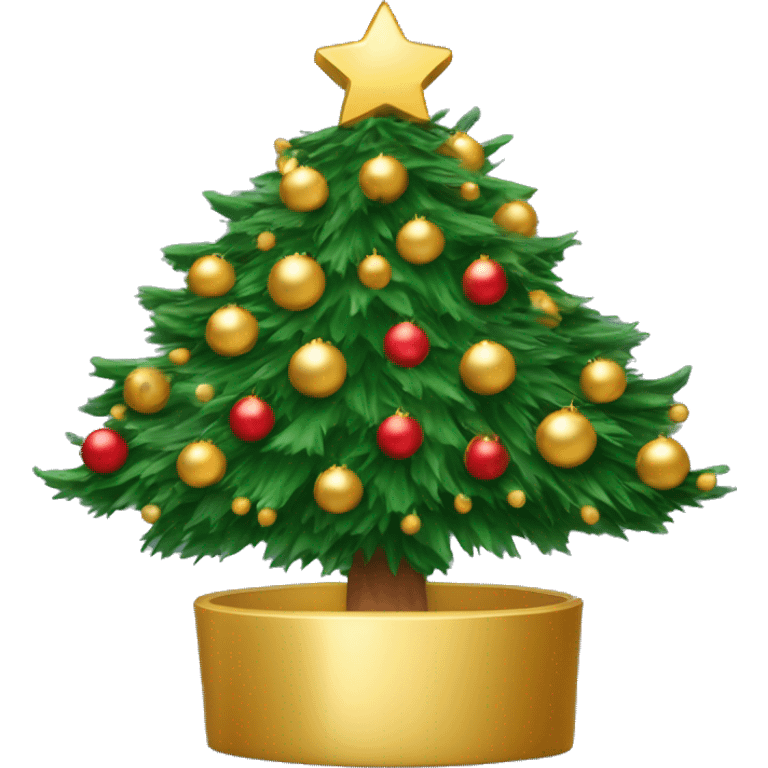 Kerstboom met gouden kerstballen zonder gezicht emoji