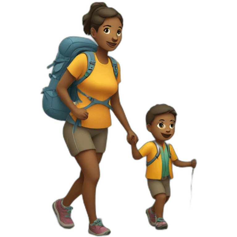 Mom hiking With baby emoji