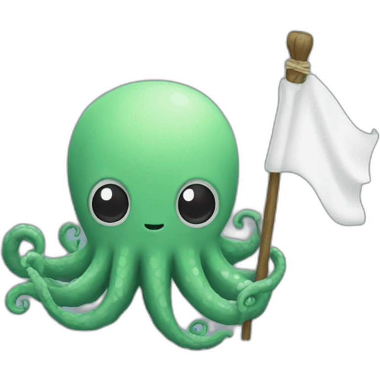 cute kraken hanging a white flag emoji