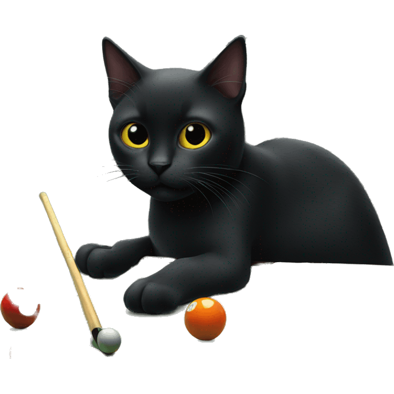 Black cat playing pool emoji