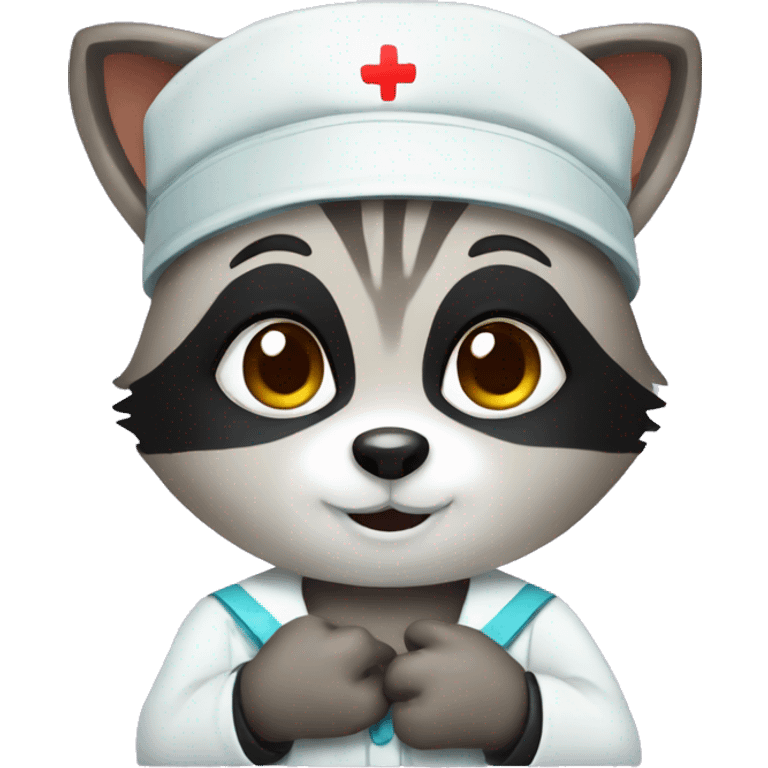 Cute raccoon nurse emoji