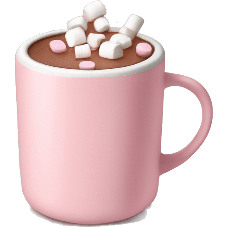 Light Pink mug of hot chocolate with marshmallows  emoji