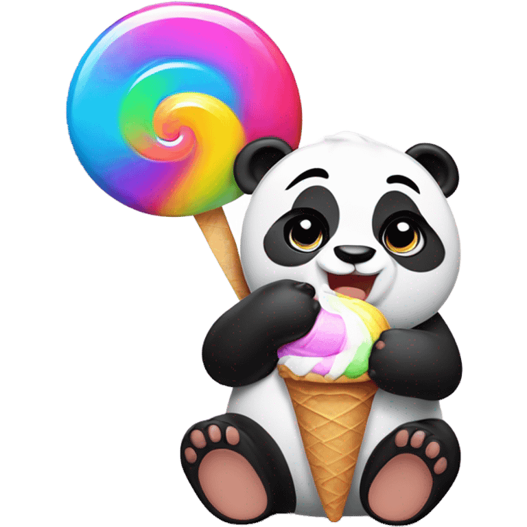 Panda eating ice cream emoji