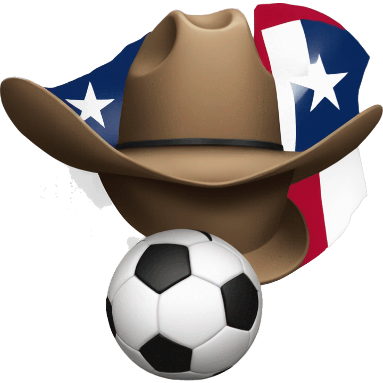 soccerball with cowboy hat and texas flag emoji