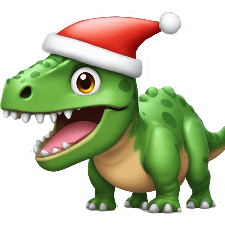 Dinosaur with christmas hat emoji