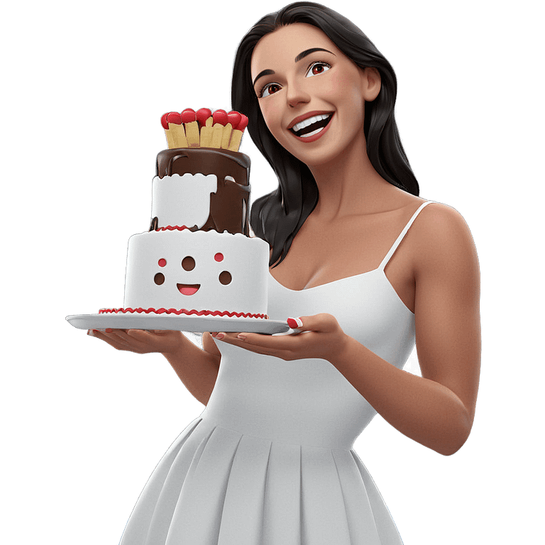 happy girl with cake emoji