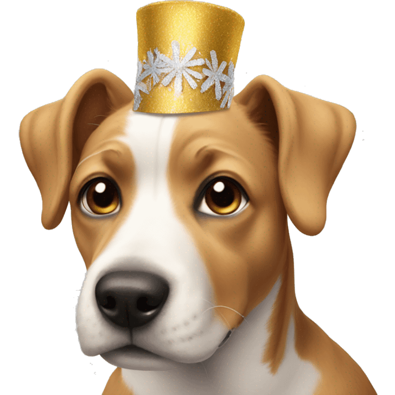 Dog wearing new years headband  emoji