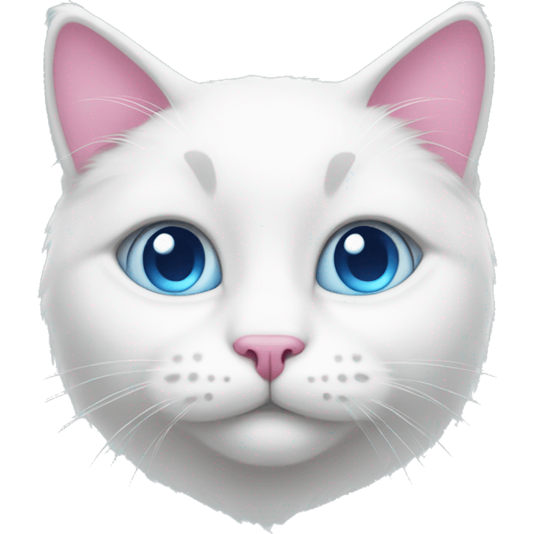 white cat with a pink bow and blue eyes emoji