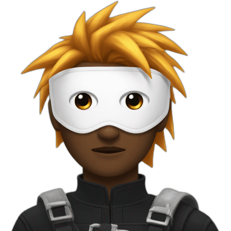 Black hero eye mask with white eye. Ginger cloud strife emoji