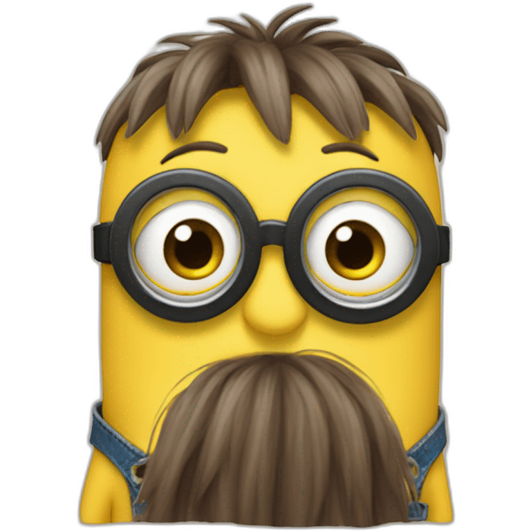 Minion agachado con gafas y pelo rubio emoji