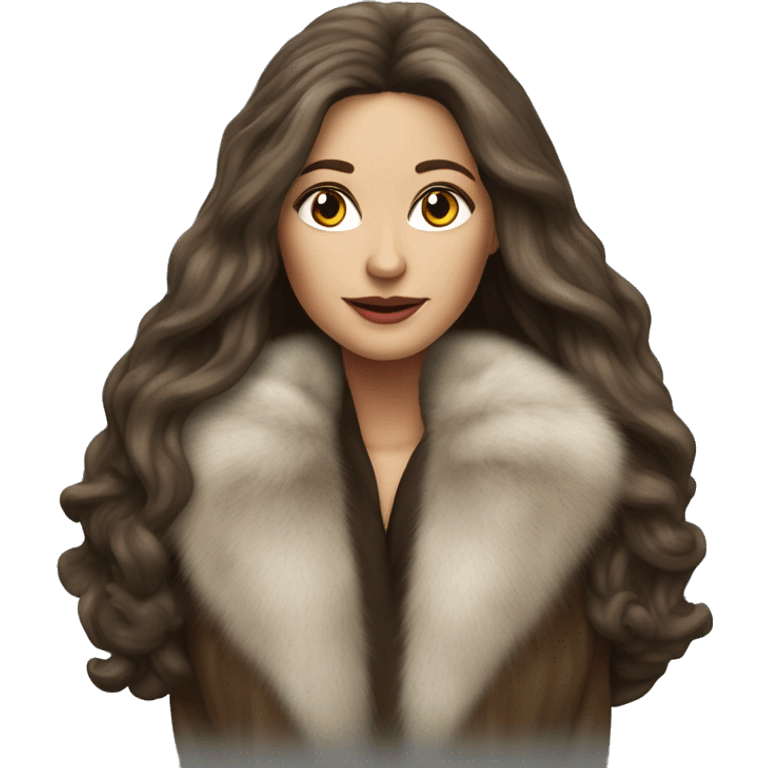 Beautiful realistic long hair light brunette mob wife with fur coat emoji