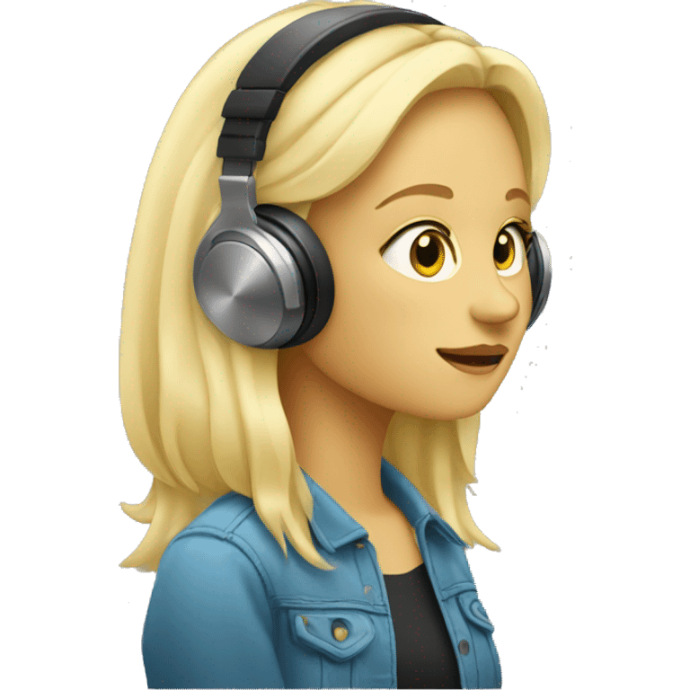 blonde girl listening to music emoji