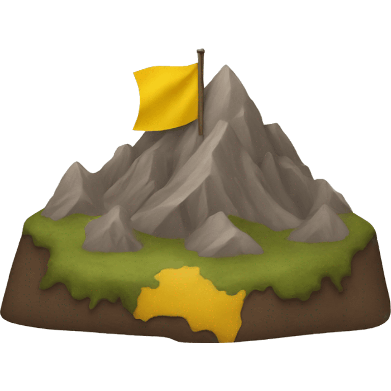 brown mountain with yellow flag on top emoji