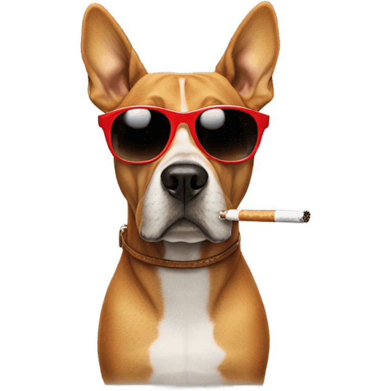 Dog wearing sunglasses and smoking cigarett emoji